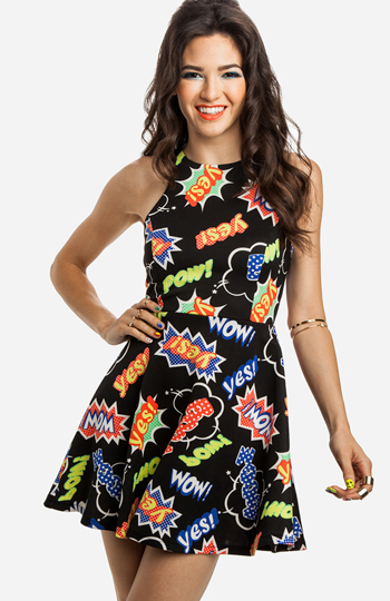 Pop Art Fit and Flare Dress Slide 1