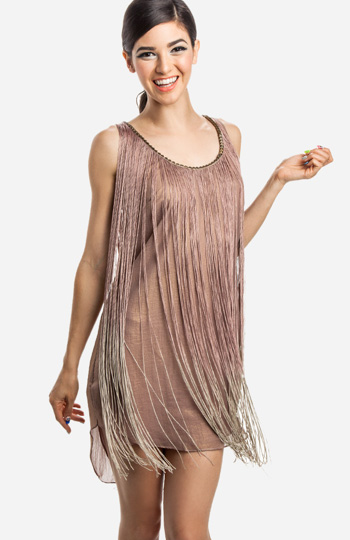 Studded Fringe Flapper Dress Slide 1