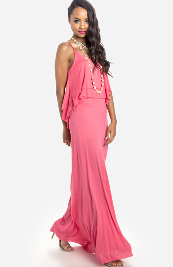 Ruffled Bodice Maxi Dress Slide 1