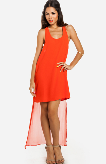 Line & Dot Sheer Tail Dress Slide 1