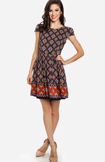 Intricate Tile Print Dress Slide 1