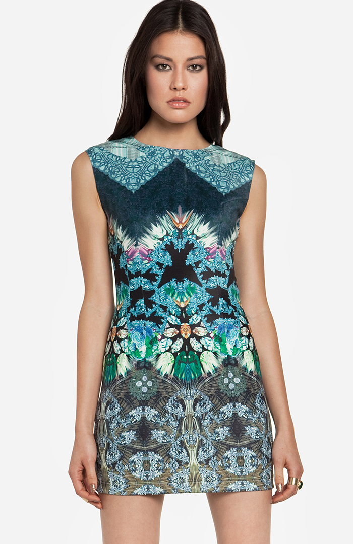 Modern Art Mirror Image Dress in Floral Multi DAILYLOOK