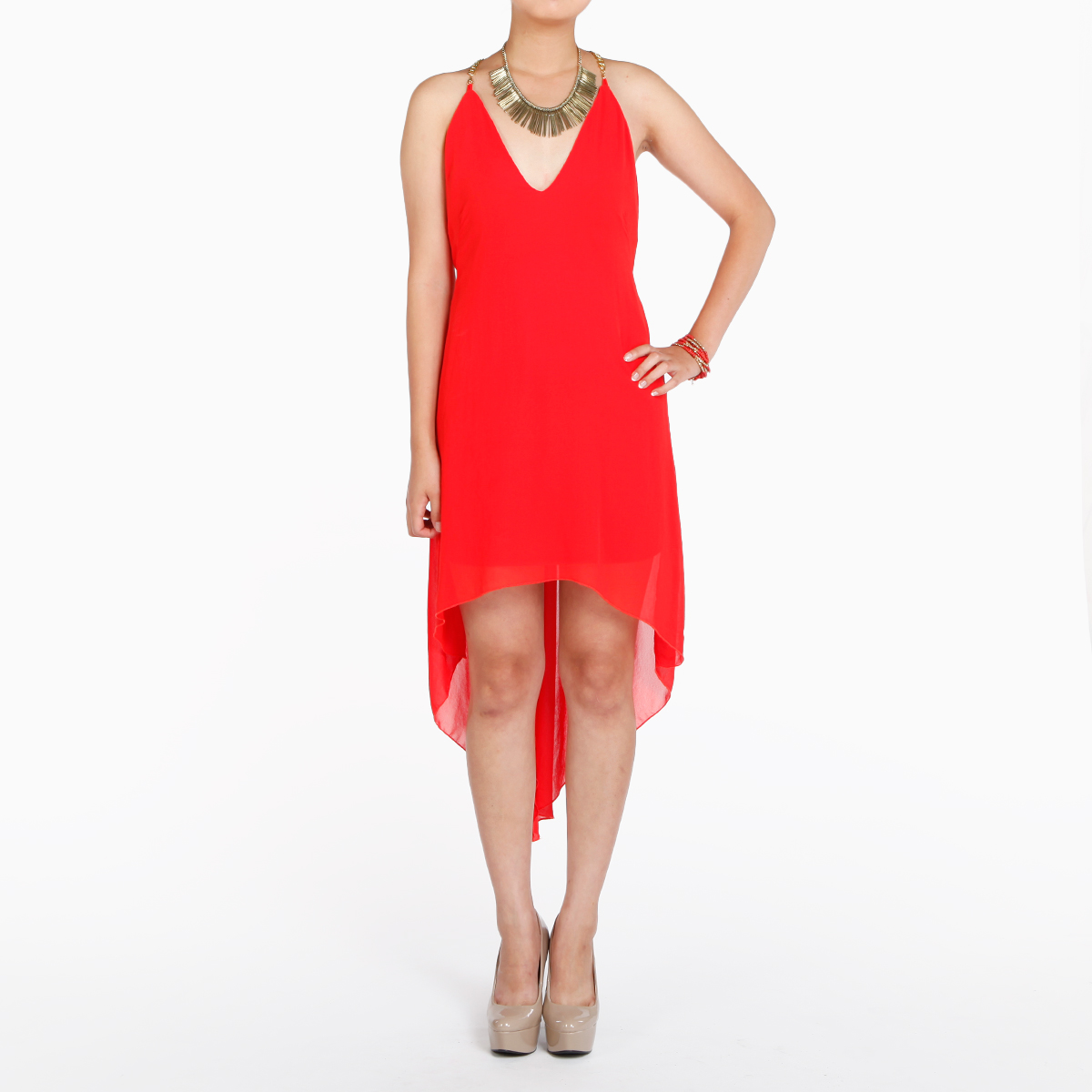 TStrap Chain Link Red Dress by Just Me