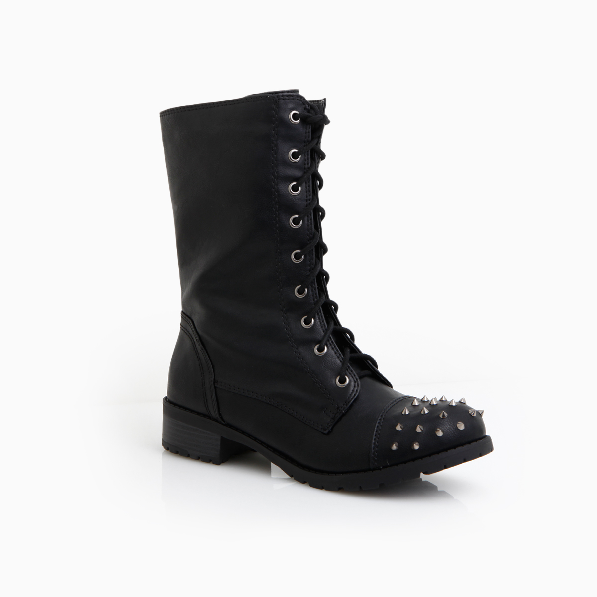 studded heel combat boots