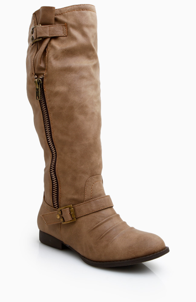 taupe knee high boots no heel