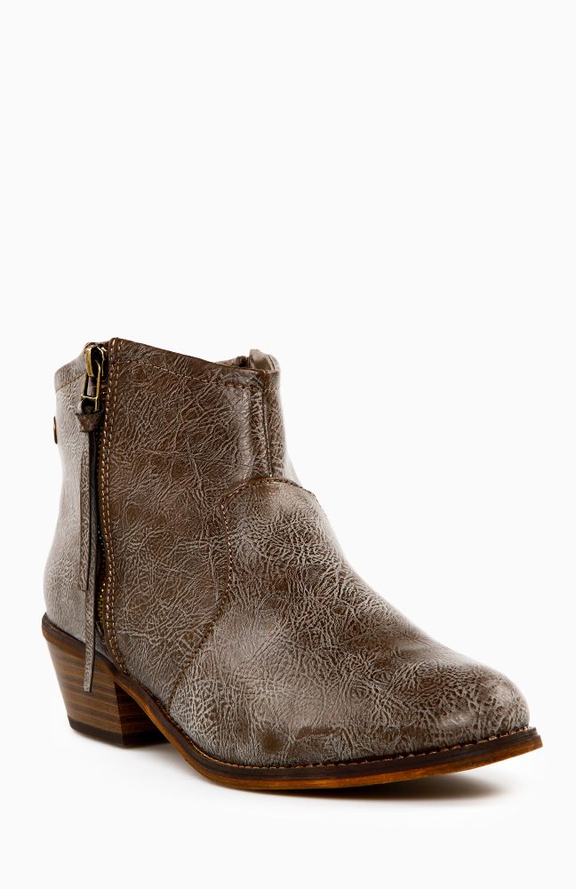 Double Sided Zipper Ankle Boots in Brown DAILYLOOK