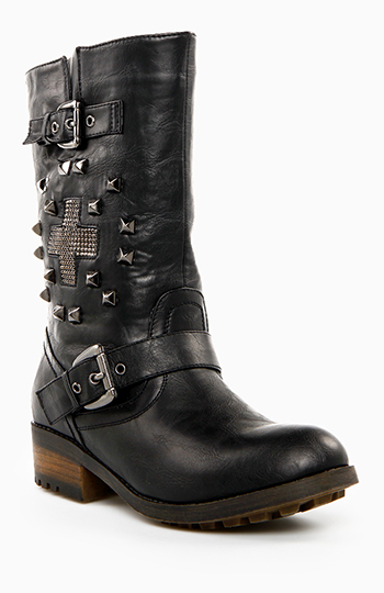 Studded Cross Boots Slide 1