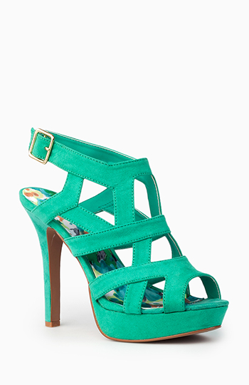 Strappy Spring Heels in Turquoise | DAILYLOOK