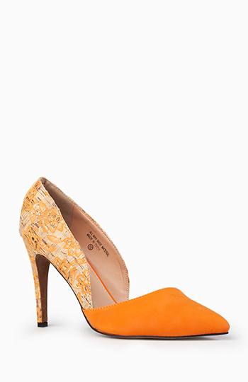 Floral Cork Heels Slide 1