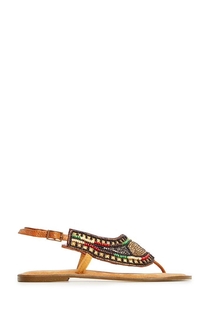 Z & L Beaded Thong Sandals in Floral Multi | DAILYLOOK