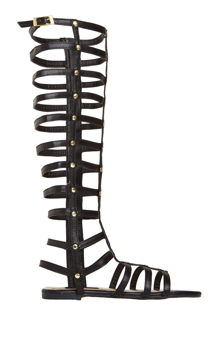 studded gladiator sandals black
