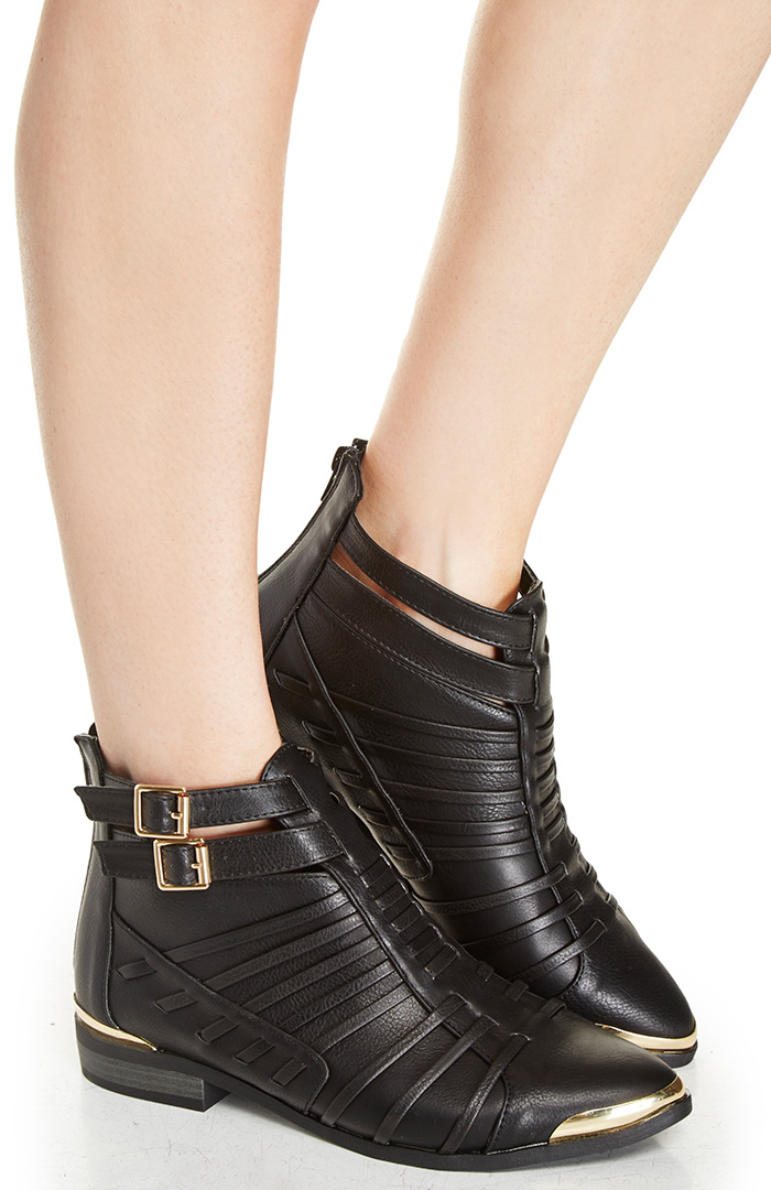 black strappy booties