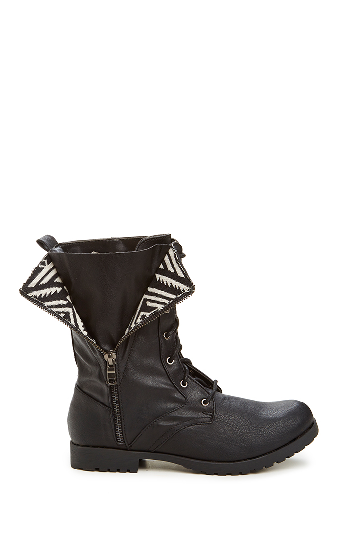 Peekaboo Lace Up Boots in Black | DAILYLOOK