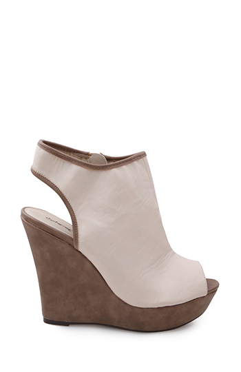 Beige Peep Toe Wedge Slide 1