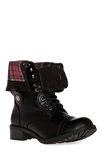 fold over combat boots with plaid inside