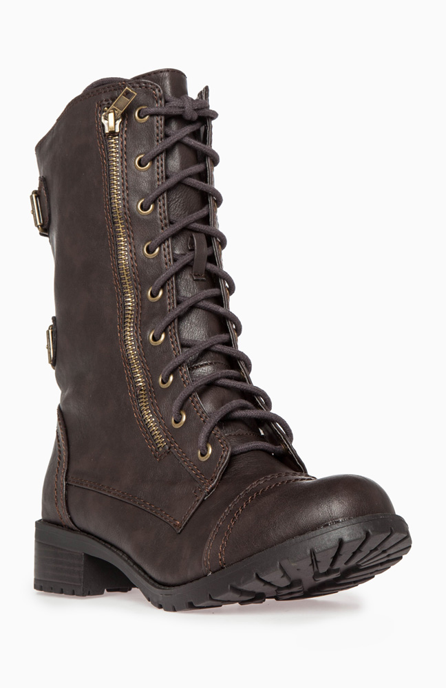 monochromatic lace up boot