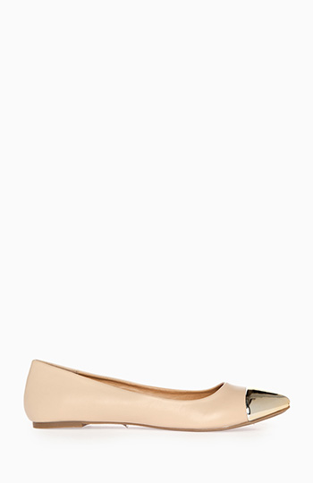 nude cap toe flats