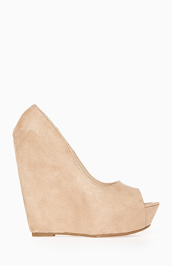 peep toe wedge tan