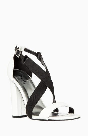 Strappy Snake Heels in White | DAILYLOOK