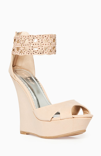 Crystal Ankle Cuff Wedges Slide 1