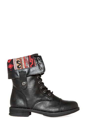 Tribal Lined Combat Boots Slide 1