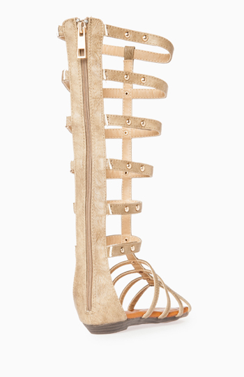 Studded Gladiator Sandals in Taupe | DAILYLOOK
