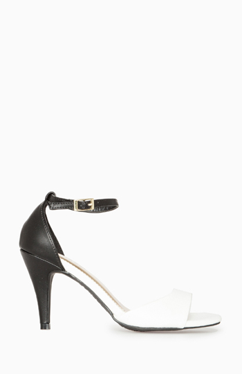 black and white heels with ankle strap