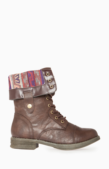 Tribal Lined Combat Boots Slide 1