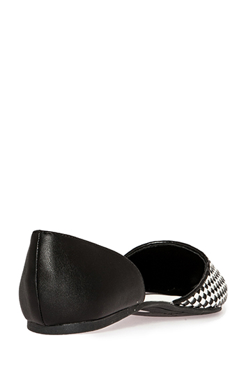 black and white pointed toe flats
