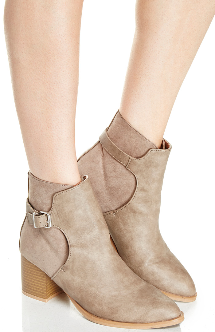 taupe booties high heel