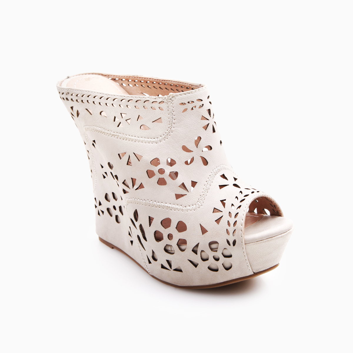 Perforated Print Mules by Liliana