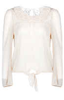 Sheer Blouse With Lace Collar