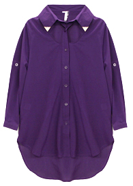 Metal Tip Collar Top With Open Decolletage