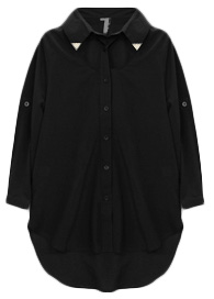 Metal Tip Collar Top With Open Decolletage