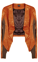 Draped Collar Leatherette Jacket