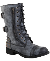 Stud and Zipper Embelished Combat Boots