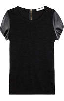 Faux Leather Short Sleeve Top