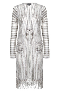 Fringe Multi Knit Long Cardigan