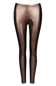Metallic Faux Leather Panel Leggings