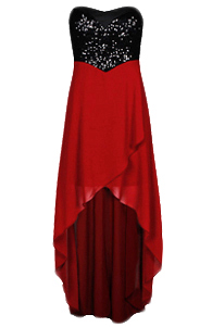 Sequin Bodice High-Low Maxi