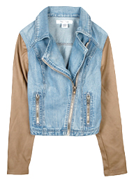 Faux Leather Denim Jacket