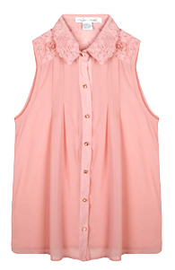 Pleated Floral Collar Top