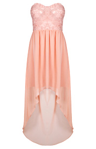 Rosette High Low Strapless Dress
