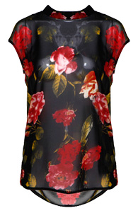 Floral Print Drape Back Top