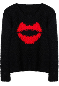 Kiss Print Sweater in Black | DAILYLOOK