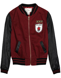Leatherette Sleeve Varsity Jacket