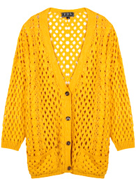 Crochet Cardigan Sweater in Mustard | DAILYLOOK