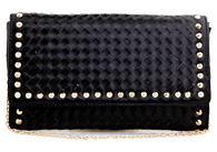 Basket Weave Studded Border Purse