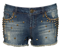 Ombre Studded Denim Shorts
