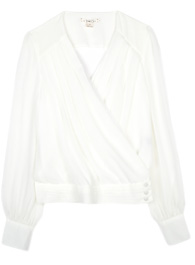 Faux Wrap Open Back Blouse